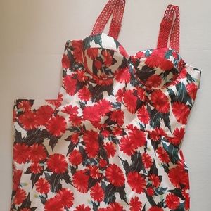 NWOT Bronx and Banco Red Floral Silk Dress